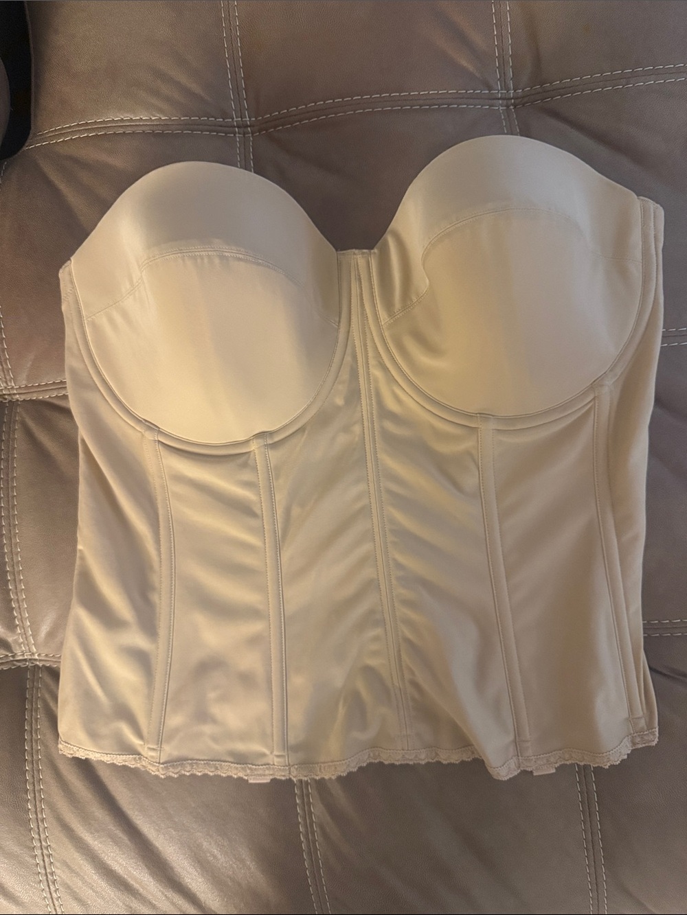 Dominique Strapless Longline Bustier in Ivory